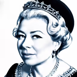 there is a black and white photo of a woman wearing a tiara