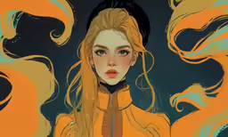 there is a woman with long yellow hair