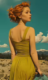an illustration of a woman in the desert