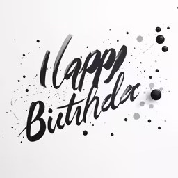 happy birthday tymograph in black and white