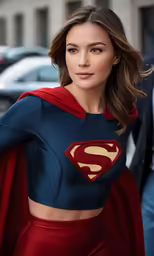 the young woman dressed as supergirl posing for a photo