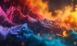 multiple colored smoke is being created in this image