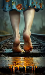 a pair of legs that are on a track