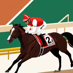 painting of jockey in motion on running horse