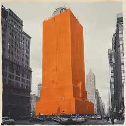there is a tall building in a city