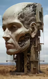 an art piece with a face made out of wires