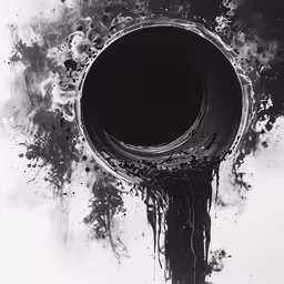 a big dark tube on top of a white ground