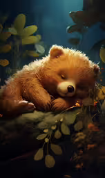 a brown bear that is laying down on a branch,a teddy bear sleeps on a tree trunk