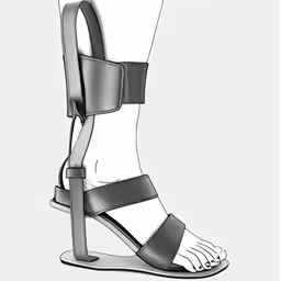 a drawing of a female foot with three straps