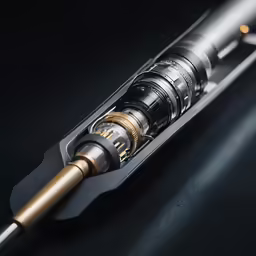 a silver pipe with its top side in position
