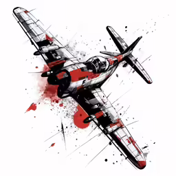 a painting of an airplane on white background