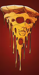 the illustration depicts melting pizza with toppings