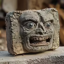 the face of an alien on a large piece of stone