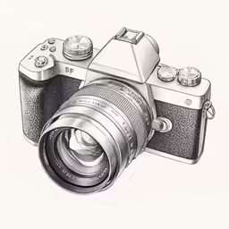 drawing of a camera with the lens pointed up