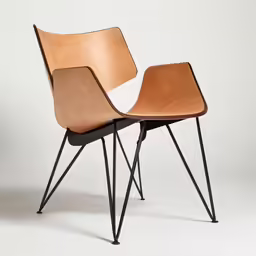 two wood chairs, one black and one brown, side by side