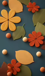 a picture of different kinds of leaves and dots on a table