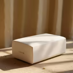 an unlit cake box sitting on top of a counter