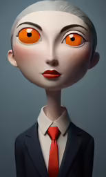 a cartoon character with orange eyes is shown