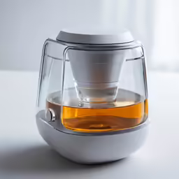 a glass of tea with a base over it on a table
