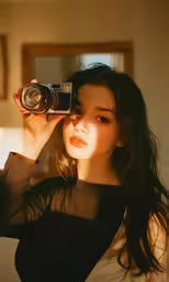 a person that is holding up a camera