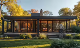 a person standing in front of a house