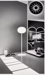 the sunlight is shining down on a table in front of an arc light