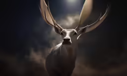 an antelope is standing up against a cloudy sky