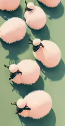 several birds that are sitting on some food