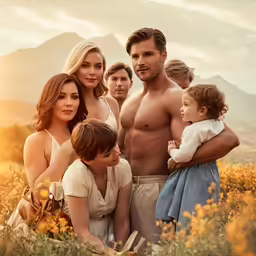 the cast of the tv series the bachelor and the family posing in a field