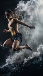 an artistic photograph of a woman running