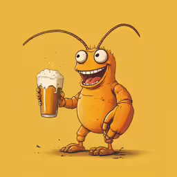 a cartoon character is holding a beer