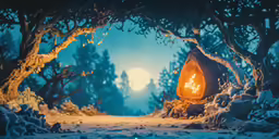 a fire pit in the middle of a forest