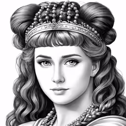 the princess in this pencil drawing is very attractive