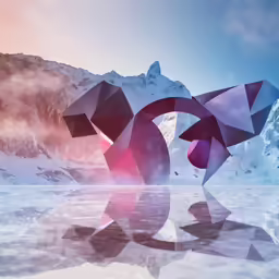 a surreal sculpture sitting on the surface of a lake