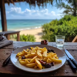 a plate on a wooden table with cheese and crackers on it
