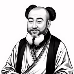 a drawing of a man in a chinese style attire