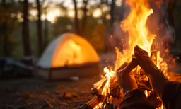 a person holding their hands over the fire