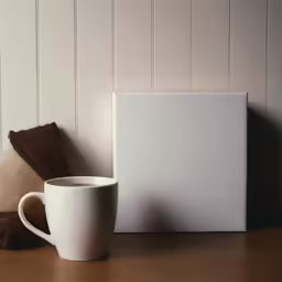 a coffee cup, a sock and a photo