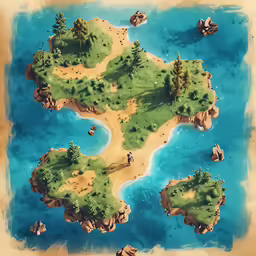 a drawing of a beach near some water