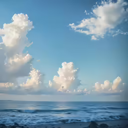 a sky view of the ocean and clouds