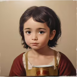 a little girl with a brown shirt has a cup on her shoulder