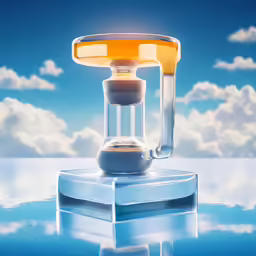a glass device with its handle sticking out of water