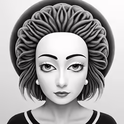 a black and white drawing of a face