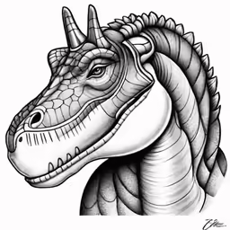 an ink drawing of a dragon head