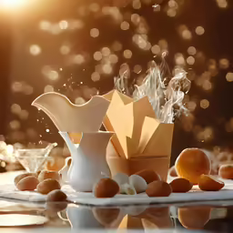 a table with some food and drinks on it