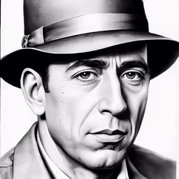 a portrait of a man with hat and coat