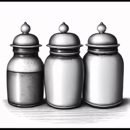 three jars are on the white background