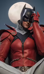 a man wearing a leather outfit is dressed as batman