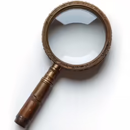 a magnifying glass sitting on top of a white table