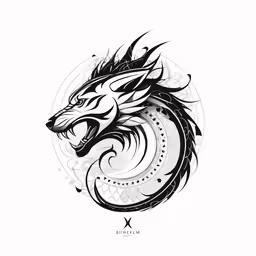 an ornamental tattoo style with a dragon head